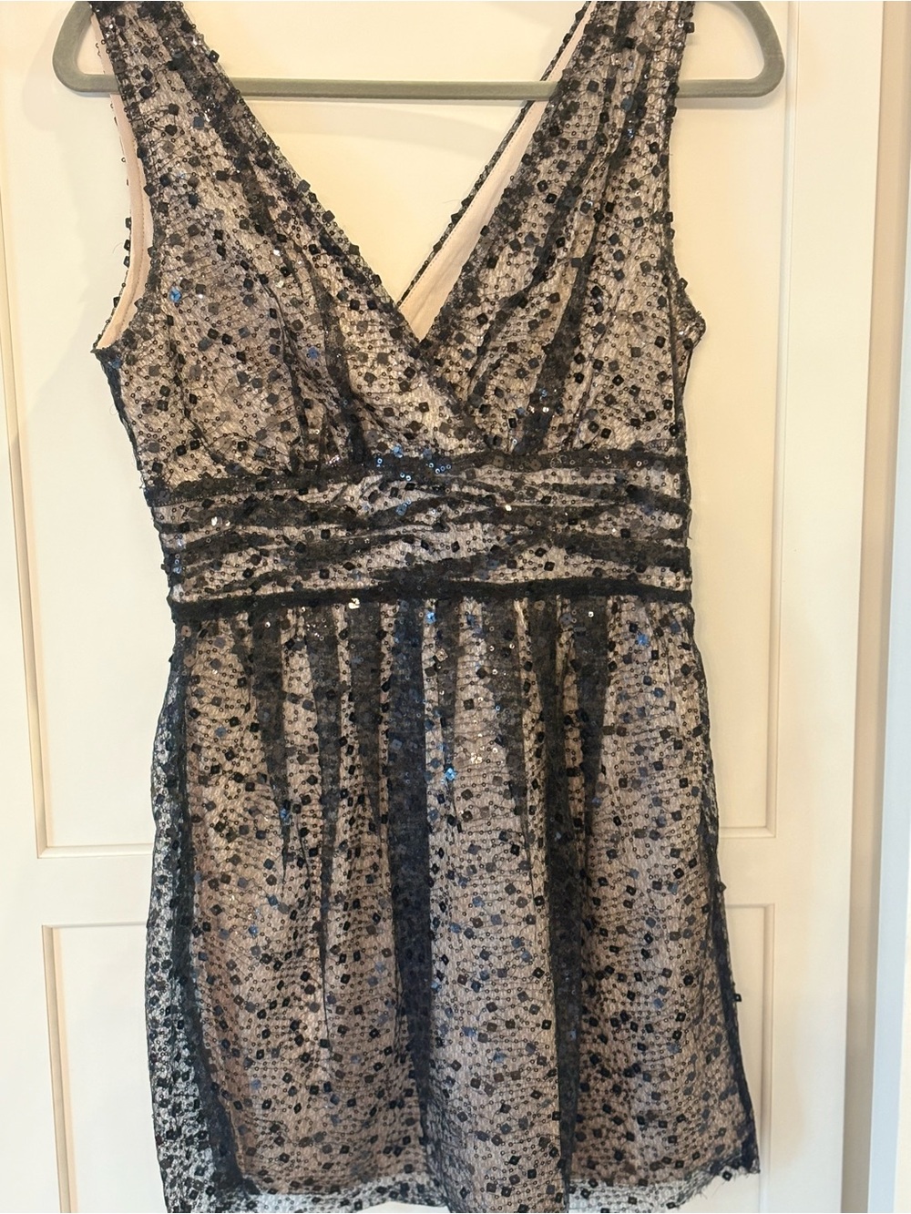 Modcloth Black Sequin Lace Overlay Party Dress